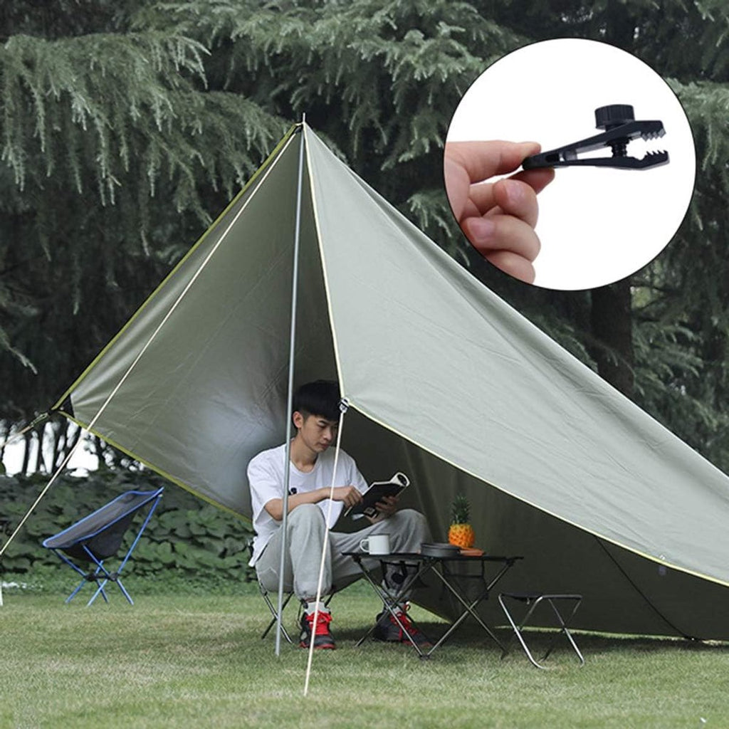 Tarp Clips & Bungee Cords 10-piece – Heavy Duty, for tents/banners (black)
