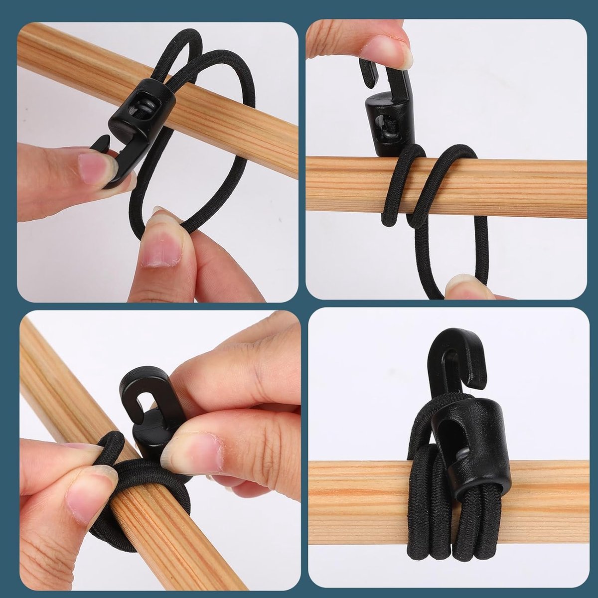 Elastic ropes with hooks - 20 pieces, 10 cm each - Multifunctional tarpaulin tensioner - Rubber tensioner - Suitable for tarpaulins, tents, camping