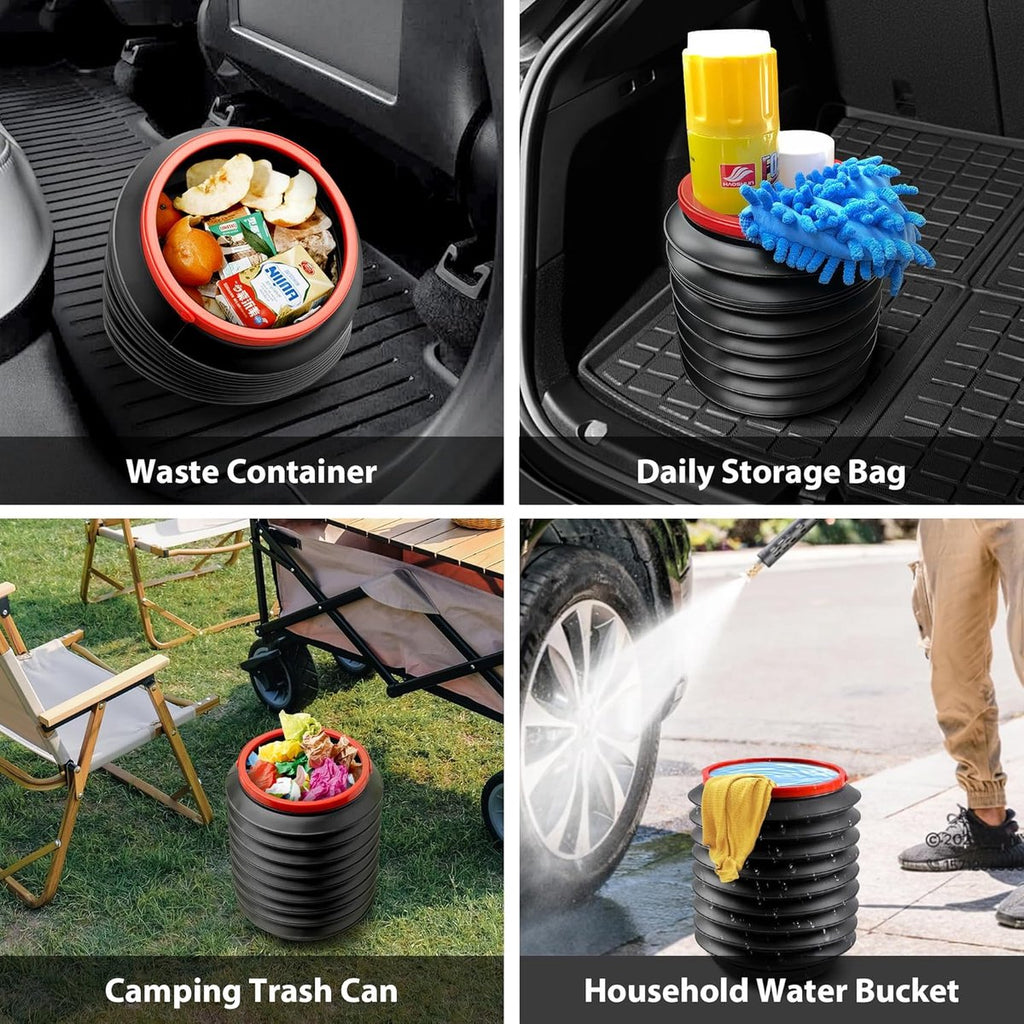 Foldable Car Trash Can - Leakproof Car Organizer and Storage Bag - 4L Multifunctional Car Trash Can - Waterproof, Odor-Free Car Trash Can with Lid - For Car/Home/Office - Black