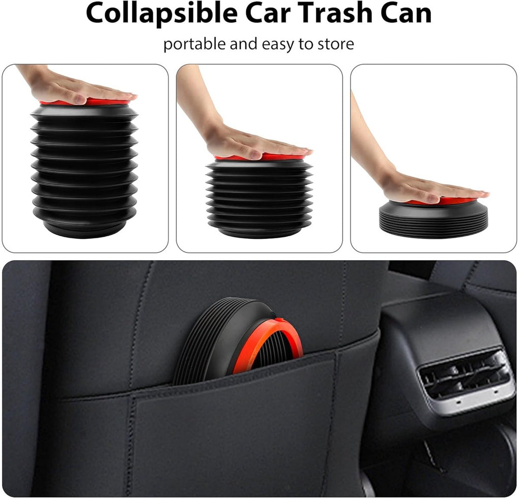 Foldable Car Trash Can - Leakproof Car Organizer and Storage Bag - 4L Multifunctional Car Trash Can - Waterproof, Odor-Free Car Trash Can with Lid - For Car/Home/Office - Black