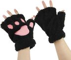 gloves-winter gloves-half-finger gloves - Extra thick men's gloves-women's gloves-warm gloves for women and girls - Cartoon panda paw