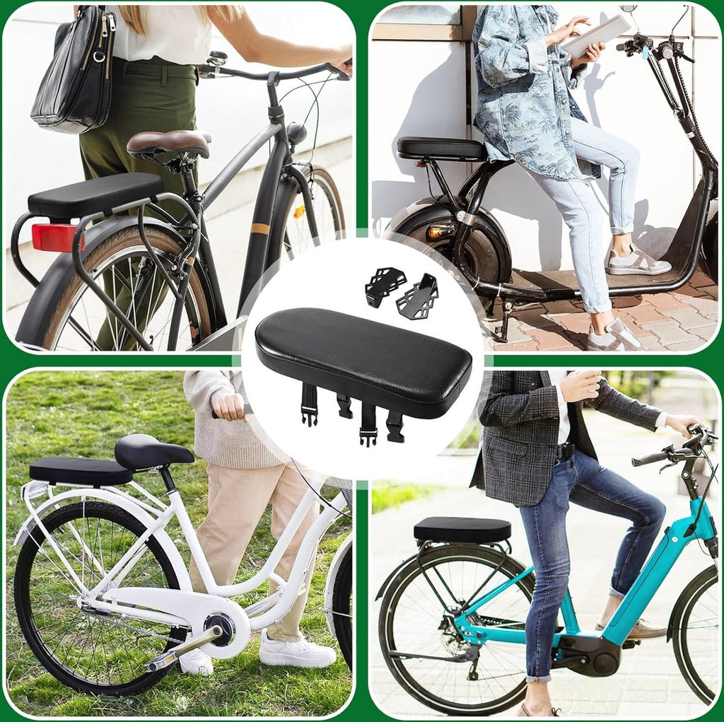 Rear Bicycle Seat - With Footrests - Rear Bicycle Seat - Luggage Carrier Cushion - Bicycle Seat Set - Rear Bicycle Seat - Bicycle Carrier Cushion - Universal - Black - Electric Bicycle/ Bicycles/Electric Scooter - Thickened - Soft