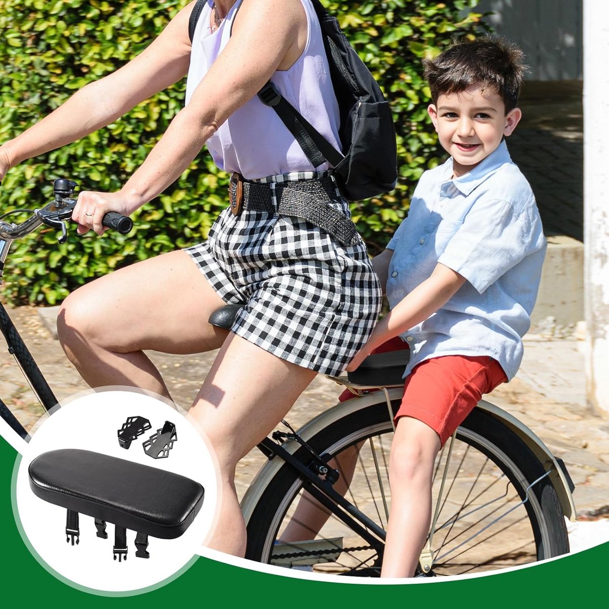 Rear Bicycle Seat - With Footrests - Rear Bicycle Seat - Luggage Carrier Cushion - Bicycle Seat Set - Rear Bicycle Seat - Bicycle Carrier Cushion - Universal - Black - Electric Bicycle/ Bicycles/Electric Scooter - Thickened - Soft