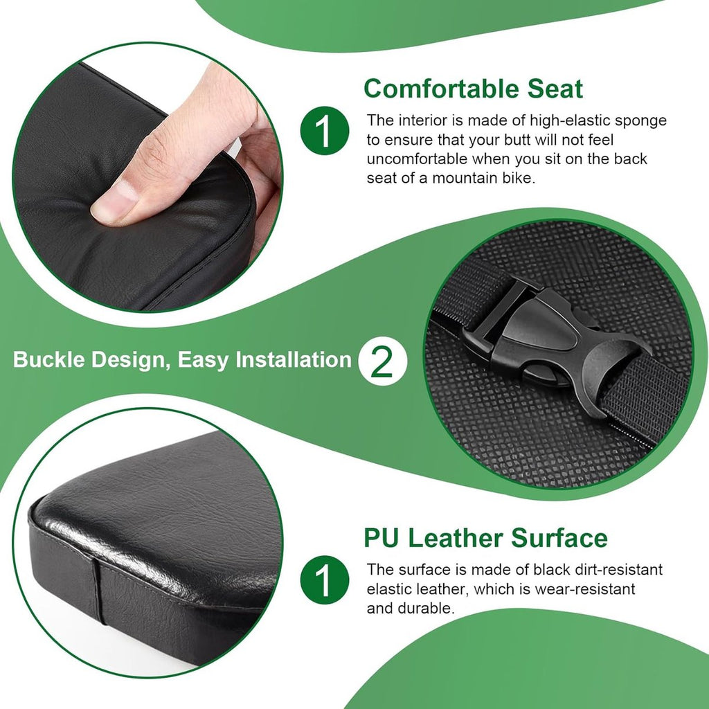 Rear Bicycle Seat - With Footrests - Rear Bicycle Seat - Luggage Carrier Cushion - Bicycle Seat Set - Rear Bicycle Seat - Bicycle Carrier Cushion - Universal - Black - Electric Bicycle/ Bicycles/Electric Scooter - Thickened - Soft