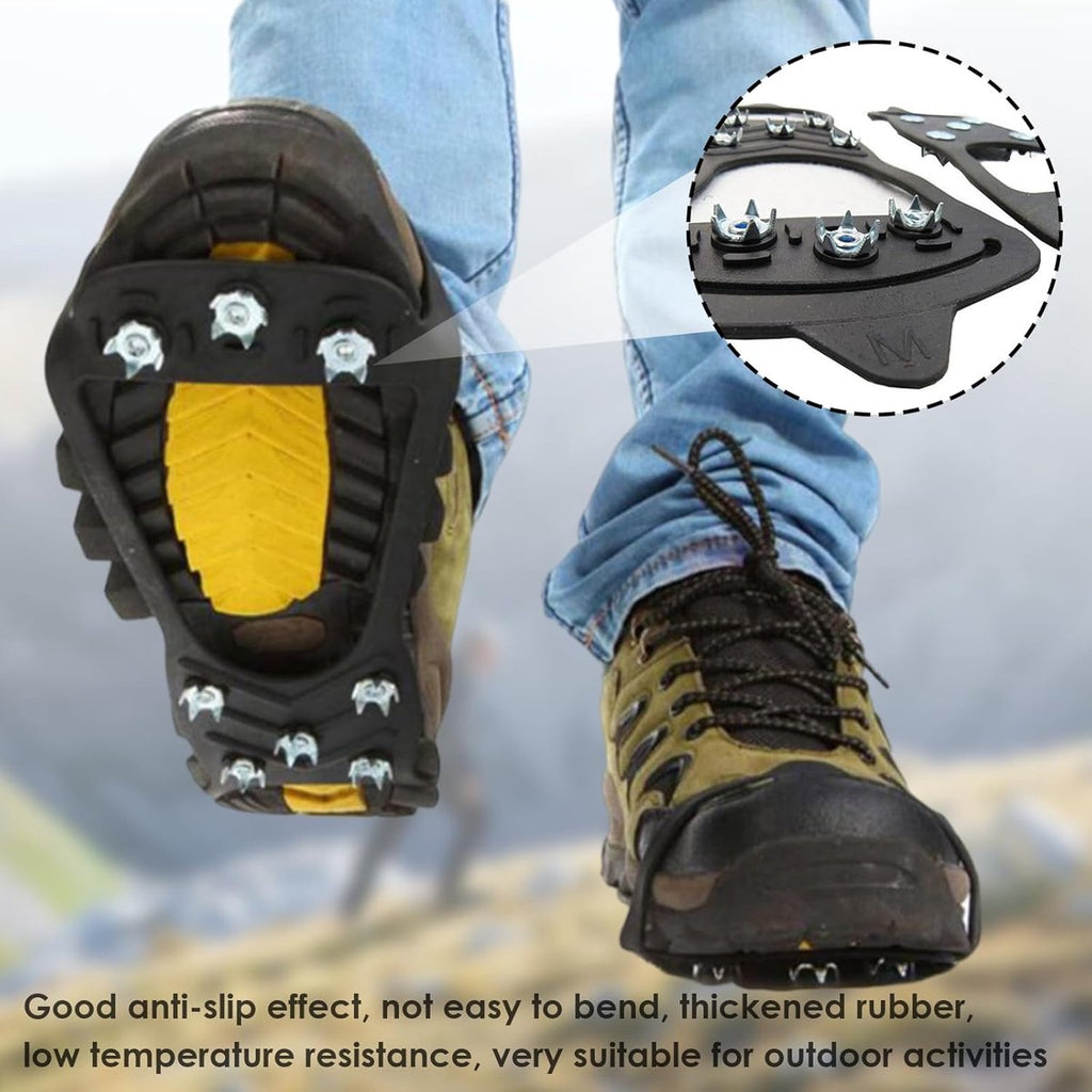 Shoe Covers - Crampons - Anti-slip - Crampons for Hiking Boots - Shoe Spikes - Crampons - For Women or Men - Black - Size 41-46