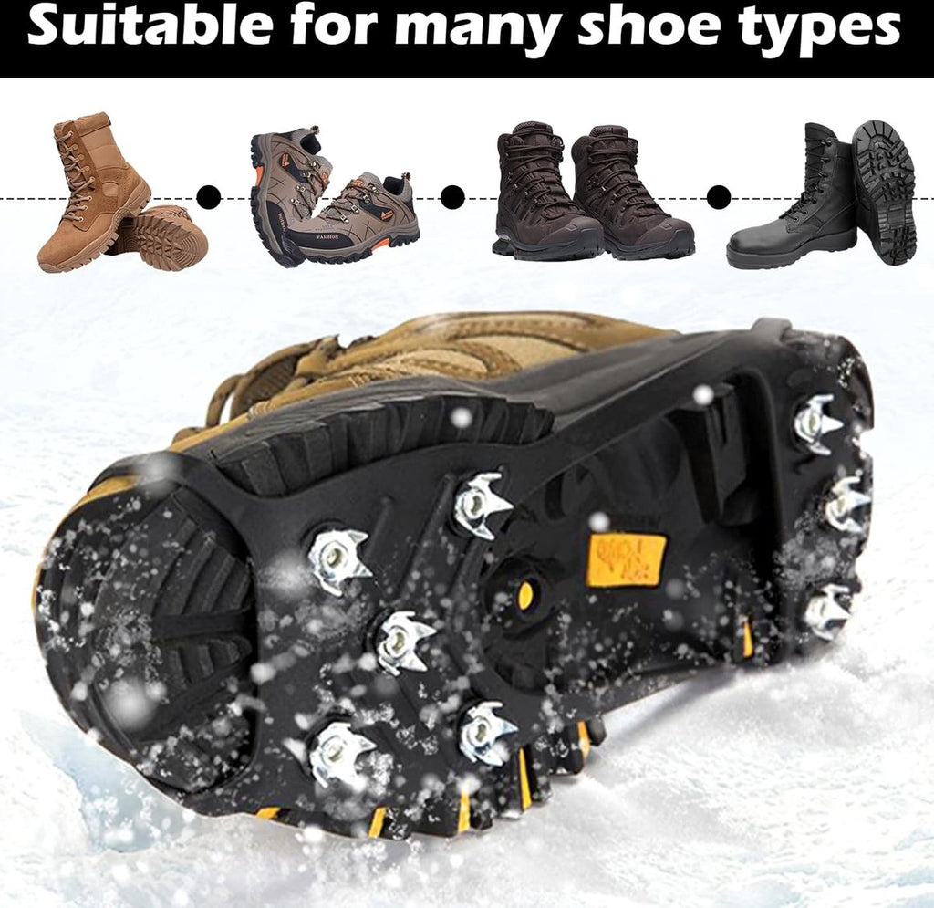 Shoe Covers - Crampons - Anti-slip - Crampons for Hiking Boots - Shoe Spikes - Crampons - For Women or Men - Black - Size 41-46