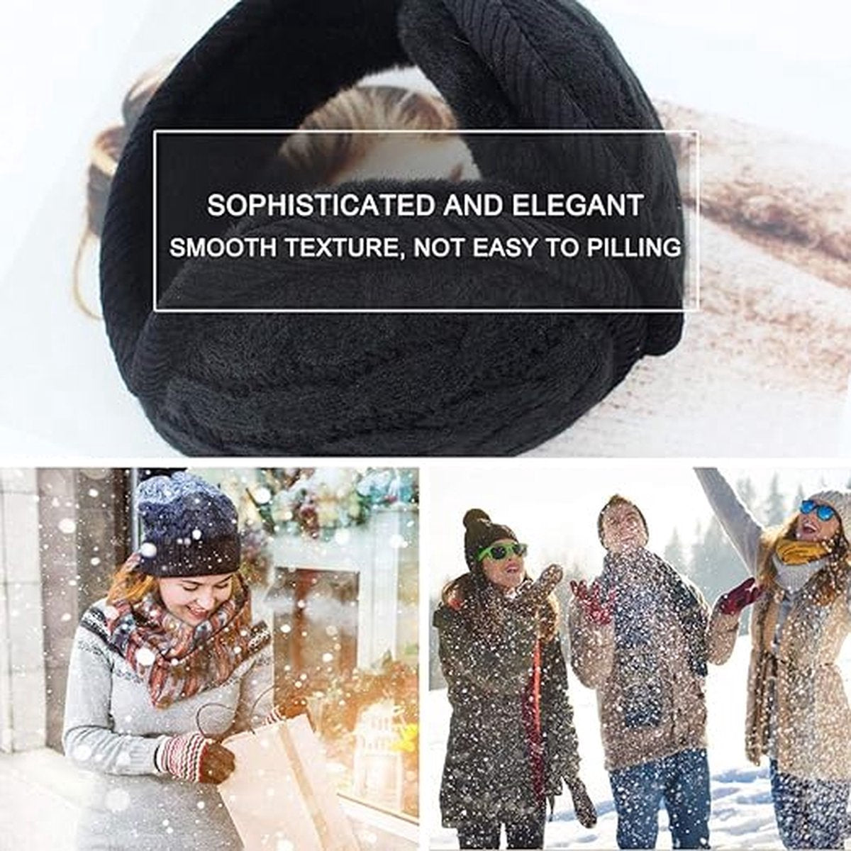 Warm Ear Warmers - Ear Warmer - Classic Winter Ear Warmers - Fleece Ear Warmers - Wraparound Sturdy Soft Comfortable Plush - Fleece Headband - Ear Warmer Hat - Sports Headband Hairband - Cycling Walking Winter Sports - Unisex - Women / Men - Black