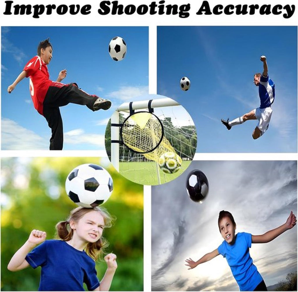 Cross Target with Ball Net - Football Training Equipment - Football Net - Football Goal - Football Kick Net with Adjustable Straps - Football Top Corner Goal Net Goals for Children - Shooting Accuracy Training Practice - Yellow - 1 Piece