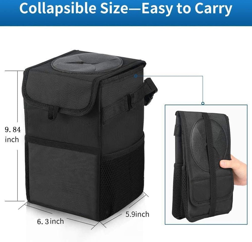 Car Trash Can - Car Seat Organizer - 6 L - Waterproof - Car Interior Accessories - Portable Vehicle Trash Can - Leak-Proof and Foldable Waste Bin - Extra Storage Bags - Car Storage - Trash Can - Trash Can Organizer - Travel Goods - Black
