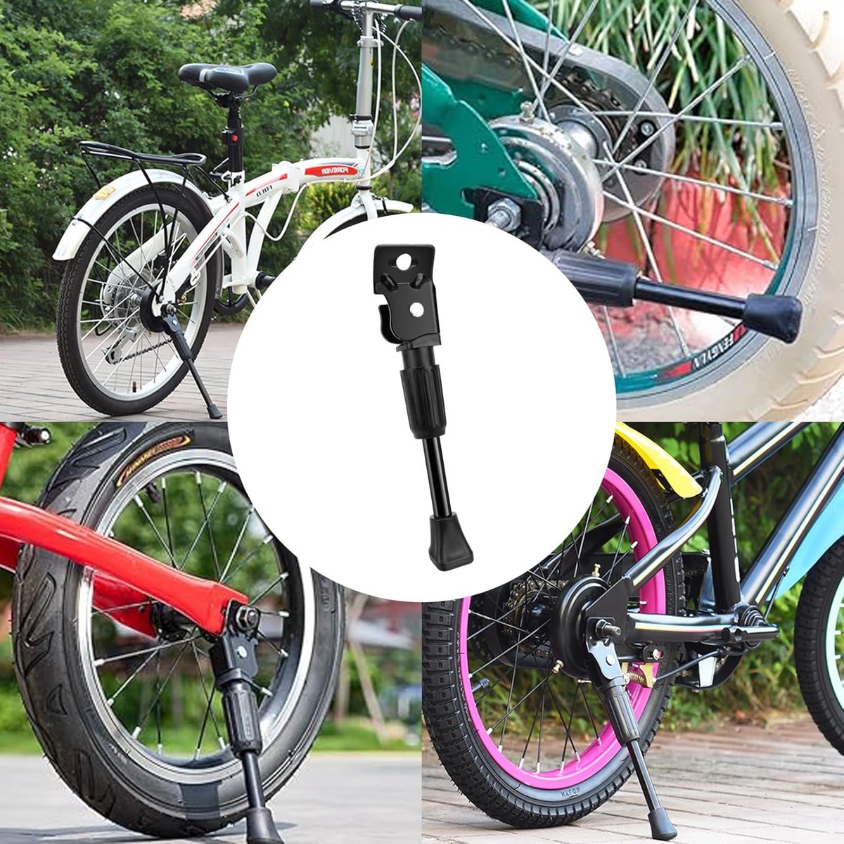 18 Inch - Bicycle Stand for Children's Bikes - MTB Kickstand - Single Bicycle Stand - Bicycle Accessories for Children - Bicycle Stand - Side Stand for Bicycles - Bicycle, E-Bike, City Bike & Mountain Bike - Pink - Easy to Install