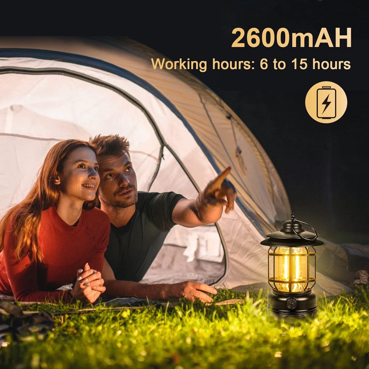 Camping Lamp - Camping - Professional Adjustable LED Tent Lamp - Portable Camping Lamp - Camp Lamp - Tent Lighting - Lights - IPX4 Waterproof - Strong Light - Bright - Rechargeable - for camping / fishing / garden / hiking
