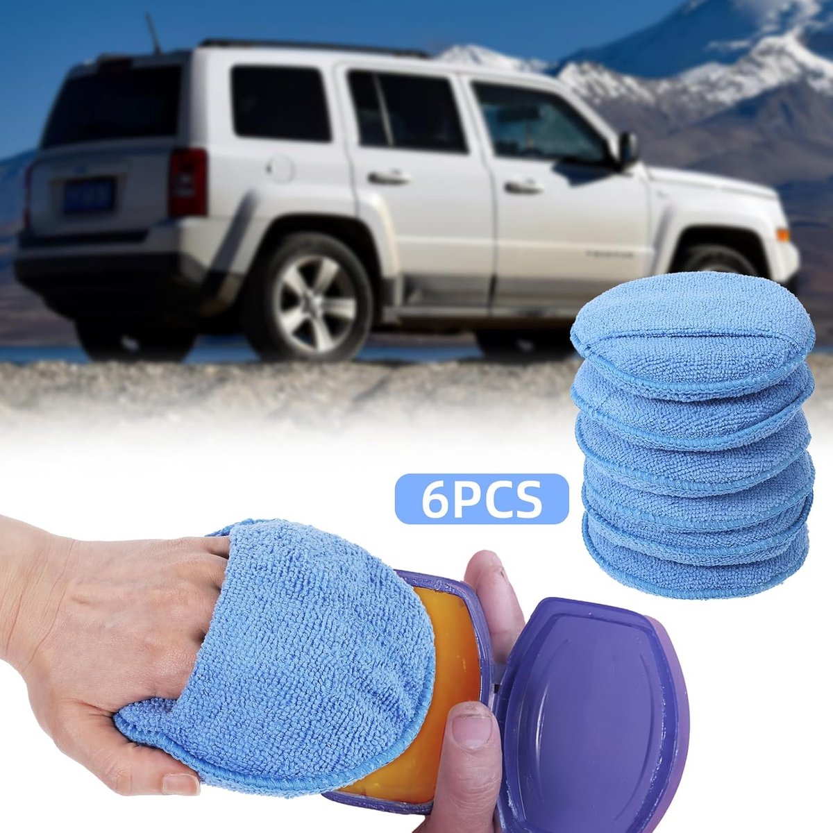 Polishing Sponge - Car Polishing Pads - Car Cleaning Sponges Polishing Pads - For Car Care - Polish Foam Applicator Pads - 6 Pieces ø 125mm - For Cars, Trucks, Boats, Cleaning and Fine Polishing
