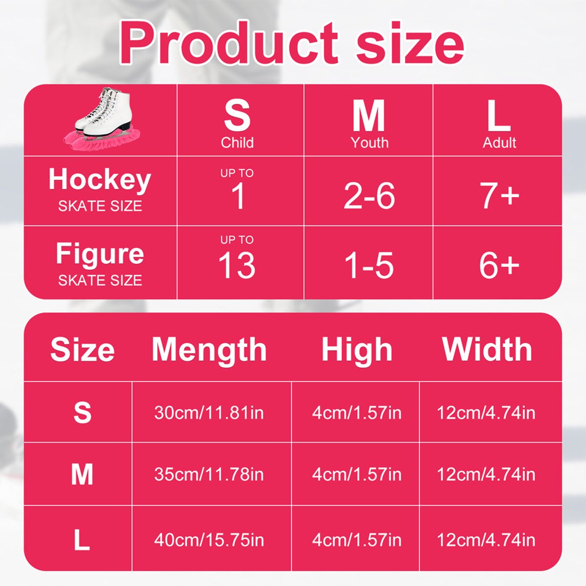 Skate guards - Sports skate guards - Skate covers - skate blade protectors - for men and women - sports blade protectors - protective covers - skating accessories - for field hockey skates, figure skates and ice skates - black - S - 30cm