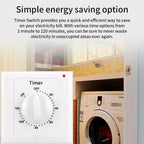 Countdown Switch - 120 minutes - Countdown timer switch - Mechanical countdown timer socket - time switch - timer light switch - with timer - timer socket - for bathroom extractor fan, garage, laundry room, storage room or spa - white