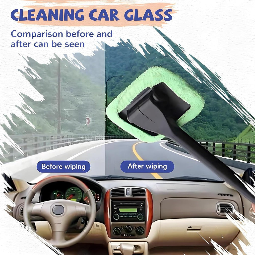 Window Squeegee - Car Cleaning Supplies - Window Washer - Windshield Cleaning Tool with 5 Reusable Towels - Car Window Squeegee - Car Interior Window Cleaning Tools - Car Wash Brushes - Window Squeegee