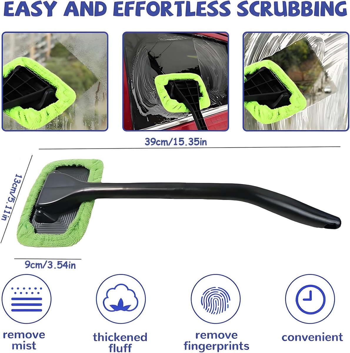 Window Squeegee - Car Cleaning Supplies - Window Washer - Windshield Cleaning Tool with 5 Reusable Towels - Car Window Squeegee - Car Interior Window Cleaning Tools - Car Wash Brushes - Window Squeegee
