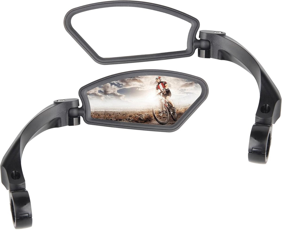 1 Pair Bicycle Mirror Ebike Rearview Mirror - Handlebar Bicycle Mirror - Bicycle Mirror - Safe Rearview Mirror for Bicycle - scratch-resistant glass lens - adjustable and rotatable safe rearview mirror - 360º Rotatable - Black