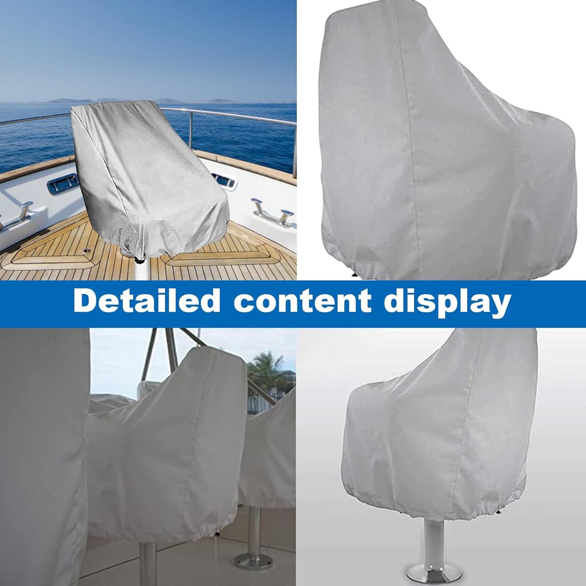 2-Piece Boat Seat Cover - 56 x 61 x 64 cm - made of Oxford fabric - UV protection - weather-resistant - waterproof - dustproof - Dust hood - with adjustable cord, suitable - for most seats - Silver