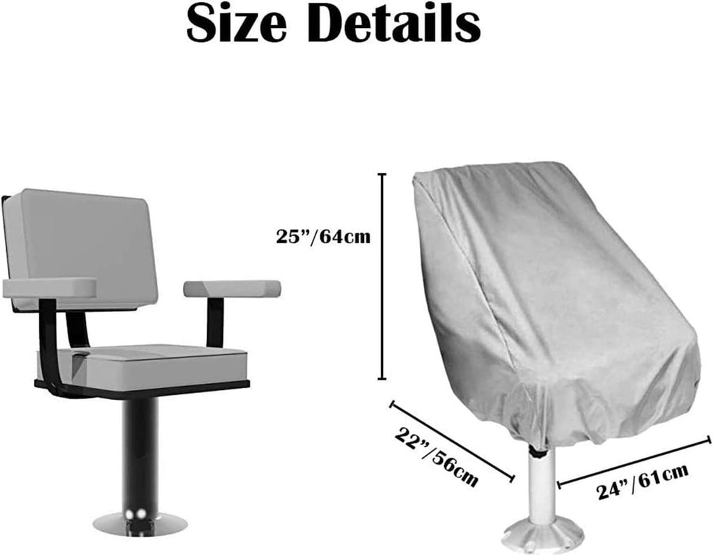 2-Piece Boat Seat Cover - 56 x 61 x 64 cm - made of Oxford fabric - UV protection - weather-resistant - waterproof - dustproof - Dust hood - with adjustable cord, suitable - for most seats - Silver