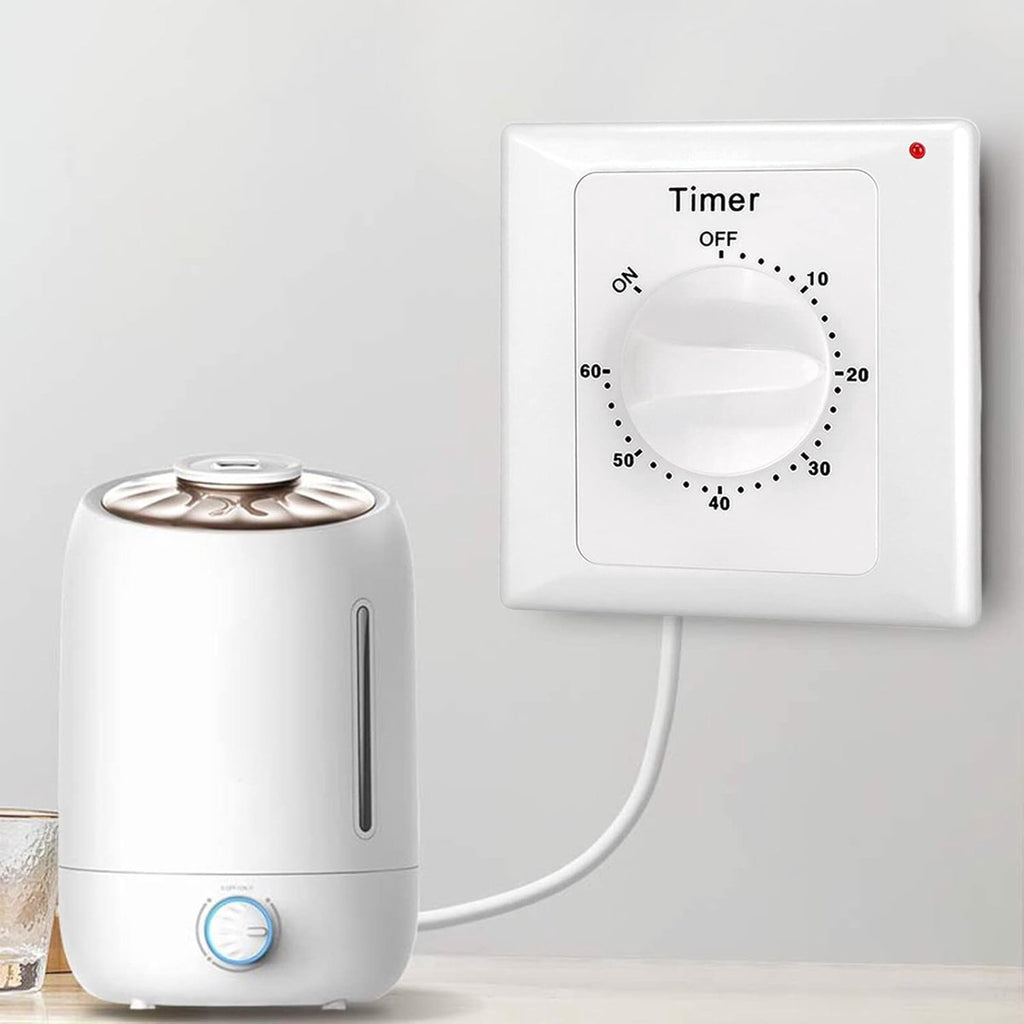 Countdown Switch - 60 minutes - Countdown timer switch - Mechanical countdown timer socket - time switch - timer light switch - with timer - timer socket - for bathroom extractor fan, garage, laundry room, storage room or spa - white
