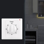 Countdown Switch - 60 minutes - Countdown timer switch - Mechanical countdown timer socket - time switch - timer light switch - with timer - timer socket - for bathroom extractor fan, garage, laundry room, storage room or spa - white