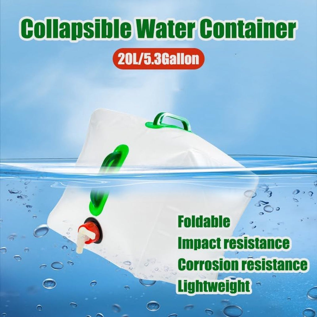 20L - Water tank - Foldable water tank - Foldable water bag - Foldable water container with tap - Portable foldable water bottle - Hydration bag - Camping hydration bag - Easy to store - Travel-friendly - With 2 handles - 28*28*26 cm