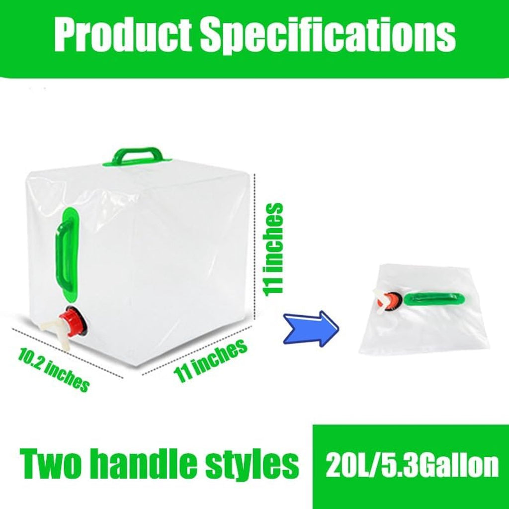 20L - Water tank - Foldable water tank - Foldable water bag - Foldable water container with tap - Portable foldable water bottle - Hydration bag - Camping hydration bag - Easy to store - Travel-friendly - With 2 handles - 28*28*26 cm