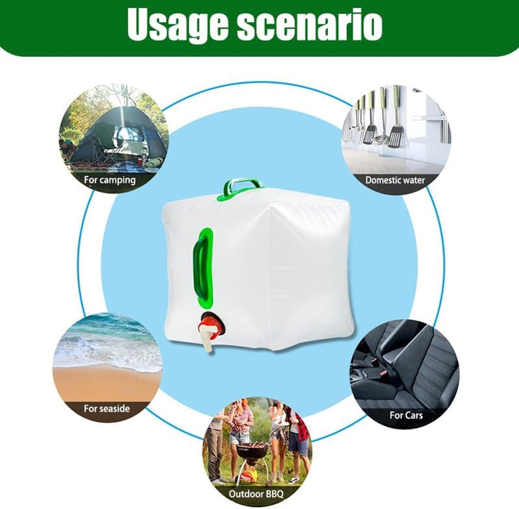 20L - Water tank - Foldable water tank - Foldable water bag - Foldable water container with tap - Portable foldable water bottle - Hydration bag - Camping hydration bag - Easy to store - Travel-friendly - With 2 handles - 28*28*26 cm