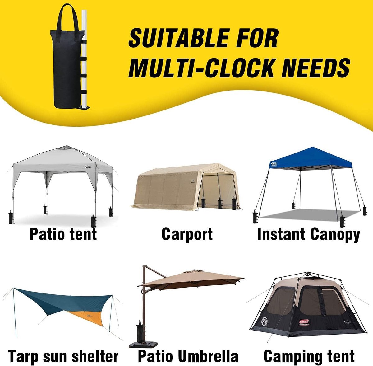 4 pieces - Sandbags - Weight bag - Ballast bags - Gazebo Weights - Ballast bags - cylindrical sandbags - solid windproof sandbag - canopy gazebo weights - for pop-up tent, canopy or parasol - Ø15*50 cm - black - (without sand)