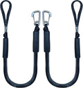 pieces - Boat rope - Mooring rope for boats - Stretch - Boat Bungee Dock Line with hook rope - Mooring line Boat equipment - Boat accessories - Mooring rope - for kayak, motorboat, canoe, pontoon - black