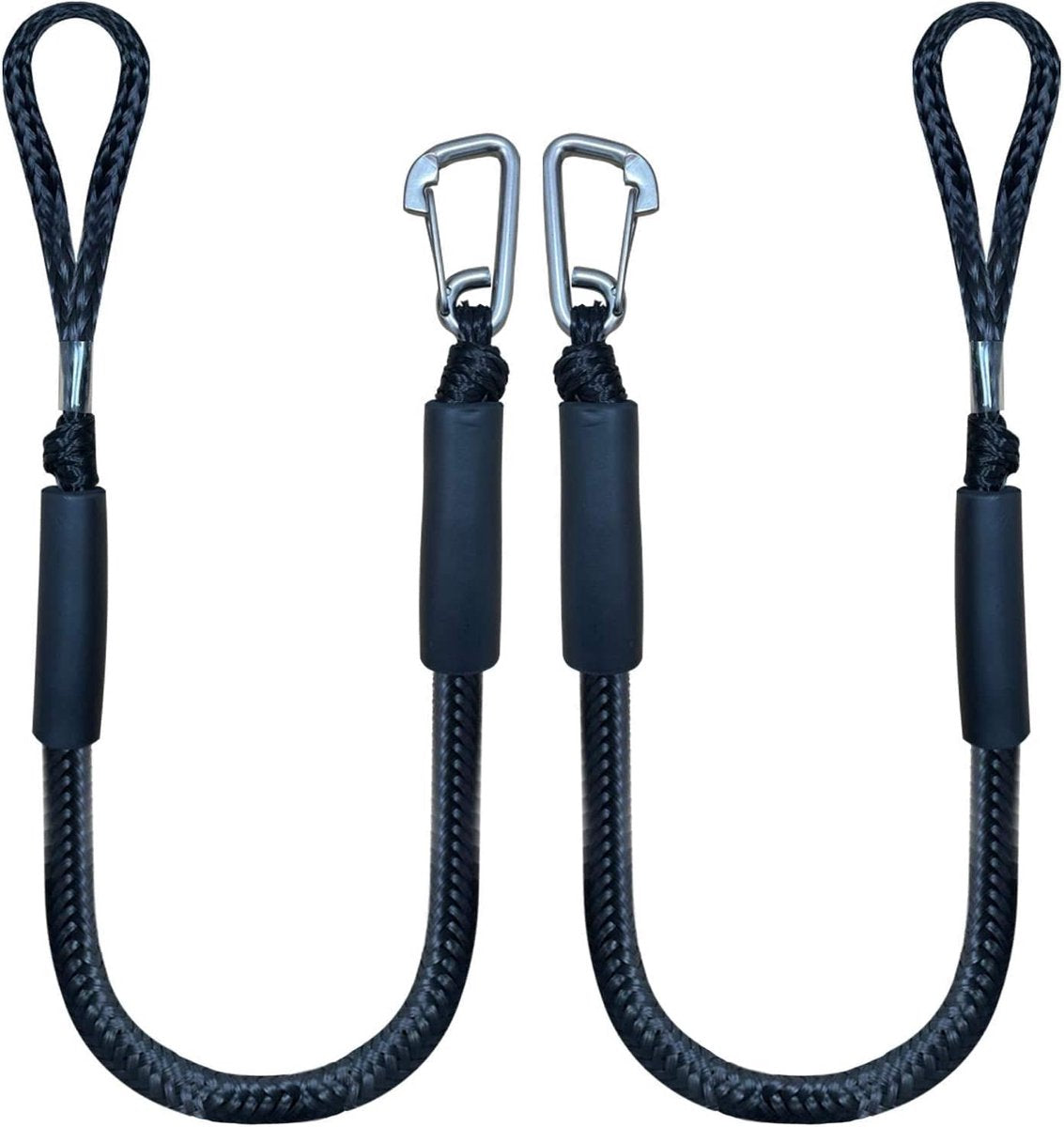 pieces - Boat rope - Mooring rope for boats - Stretch - Boat Bungee Dock Line with hook rope - Mooring line Boat equipment - Boat accessories - Mooring rope - for kayak, motorboat, canoe, pontoon - black