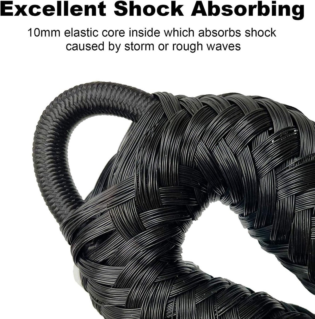 pieces - Boat rope - Mooring rope for boats - Stretch - Boat Bungee Dock Line with hook rope - Mooring line Boat equipment - Boat accessories - Mooring rope - for kayak, motorboat, canoe, pontoon - black
