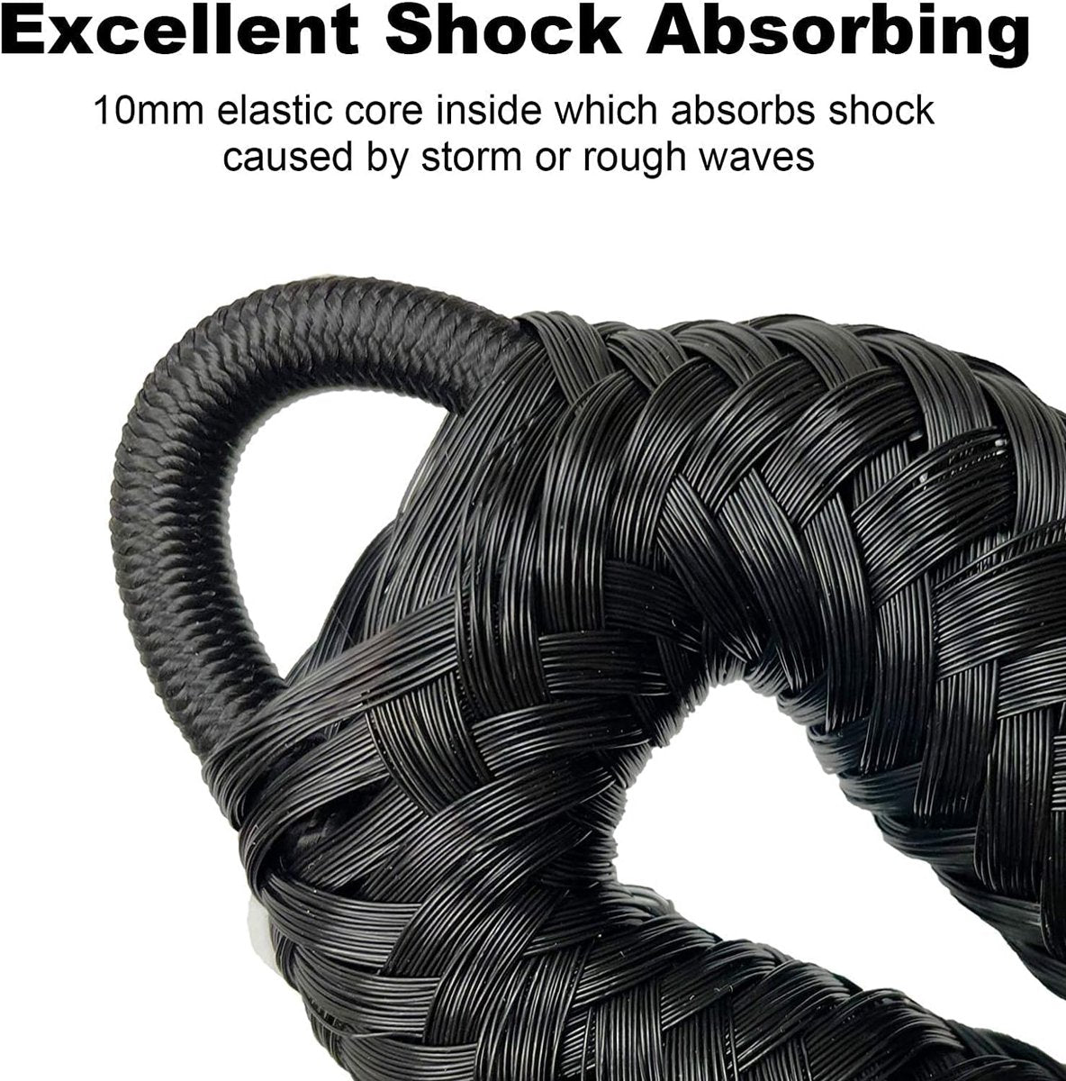 pieces - Boat rope - Mooring rope for boats - Stretch - Boat Bungee Dock Line with hook rope - Mooring line Boat equipment - Boat accessories - Mooring rope - for kayak, motorboat, canoe, pontoon - black