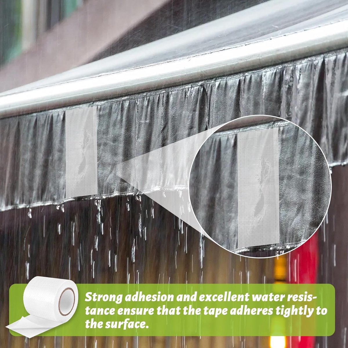 Repair tape - 8cm x 2M - Transparent - Repair cloth - Self-adhesive - for awnings, sails, boat covers and tents - Waterproof - TPU