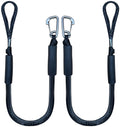 Mooring Rope Boat Equipment - 2 Pieces - Extendable 1.2 - 1.7M - Mooring Rope for Boats - Black - Mooring Rope - Boat Rope - Boat Accessories for Boats Dock - Dock Line with Hooks - For Boats, Kayaks, Jet Skis, Pontoons, Canoes