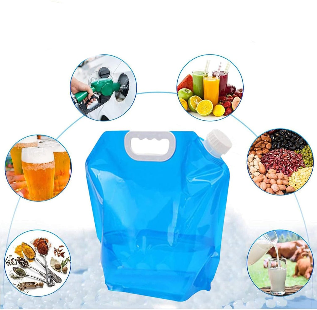 Collapsible Water Jerrycan - 4-Piece Water Reservoir Set - 5 and 10 Liter Flexible Water Jerrycan with Closed Lid and Faucet Switch - Emergency Water Reservoir - Outdoor Life - Emergency Kit - Home Emergency Kit - Portable Emergency Drinking Water Bag