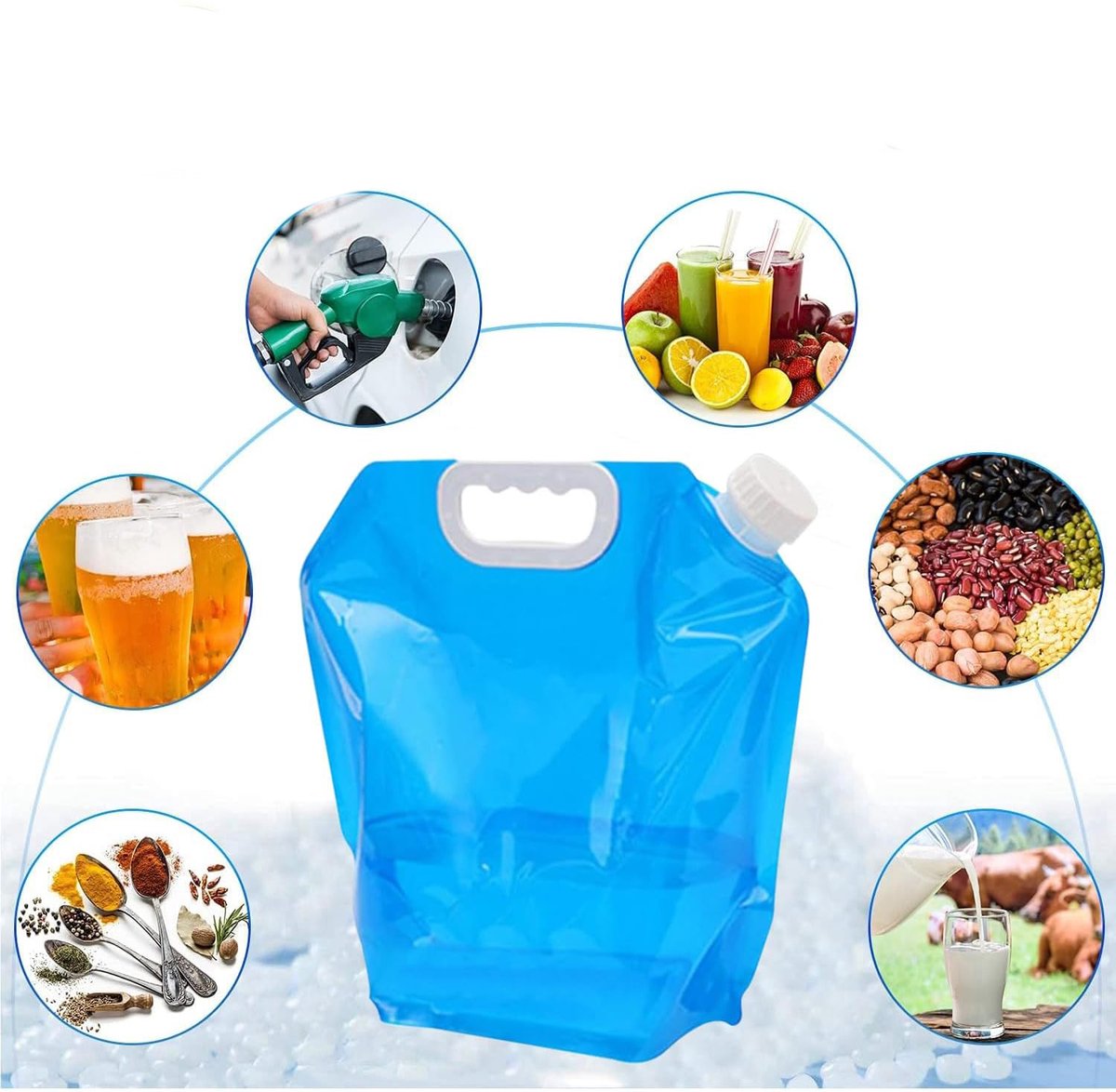 Collapsible Water Jerrycan - 4-Piece Water Reservoir Set - 5 and 10 Liter Flexible Water Jerrycan with Closed Lid and Faucet Switch - Emergency Water Reservoir - Outdoor Life - Emergency Kit - Home Emergency Kit - Portable Emergency Drinking Water Bag
