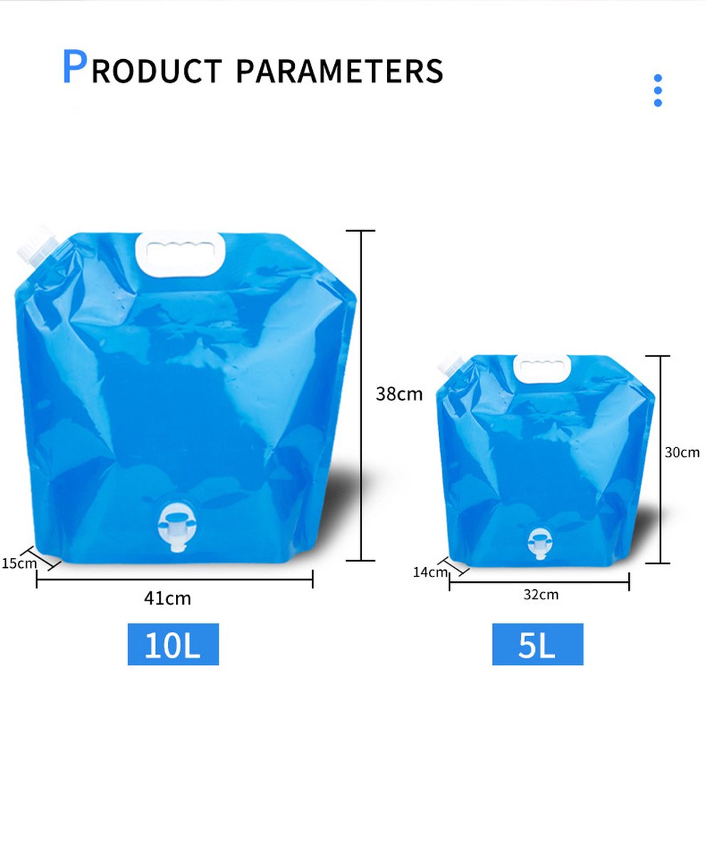 Collapsible Water Jerrycan - 4-Piece Water Reservoir Set - 5 and 10 Liter Flexible Water Jerrycan with Closed Lid and Faucet Switch - Emergency Water Reservoir - Outdoor Life - Emergency Kit - Home Emergency Kit - Portable Emergency Drinking Water Bag