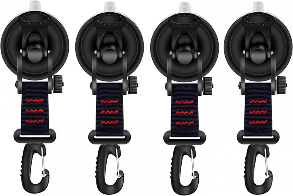 4 pieces - hooks - with suction cup - Powerful Suction Cup Anchor - ABS - Black - Multifunctional - large suction cup - without drilling - for camper, house tent, car awnings, canopies and car cover