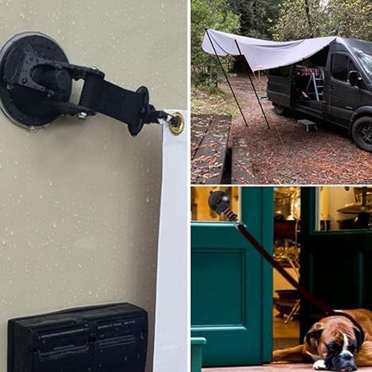 4 pieces - hooks - with suction cup - Powerful Suction Cup Anchor - ABS - Black - Multifunctional - large suction cup - without drilling - for camper, house tent, car awnings, canopies and car cover