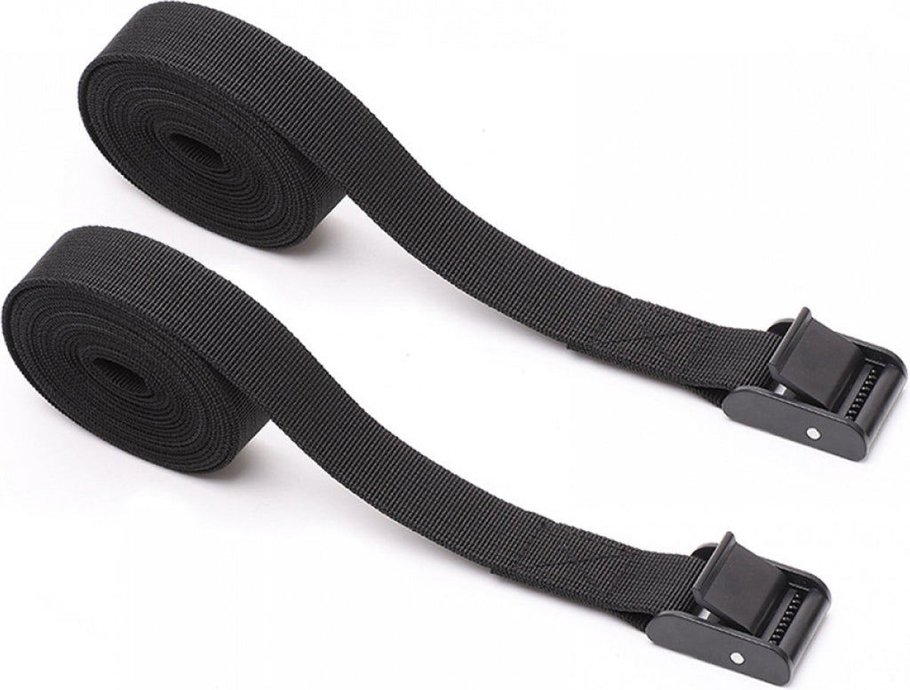 4 pieces - Tension straps - Lashing straps - Fastening straps - 25 MM * 1.5 meters long - Polyester fibers - Black - with buckle - adjustable - for vans, bicycles, trailers, luggage