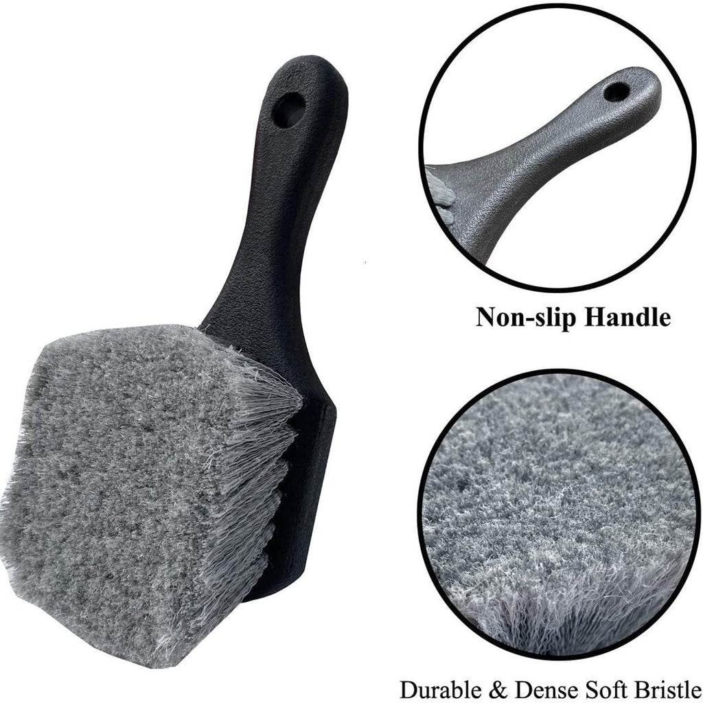 Tire brush - rim brush - Tire brush - Tire polish - Rim brush - Rim cleaner - Exterior Wheel Brush Tire Cleaner - black - Brush with short handle - PP - 215 × 55 × 55mm