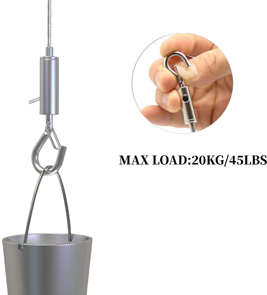 Steel Cable - 3 Pieces - Stainless Steel Single Hook - 2m*1.5mm - Durable - Outdoor and Indoor - Flexible and Durable - For Tent Rope, Clotheslines & Outdoor Lighting