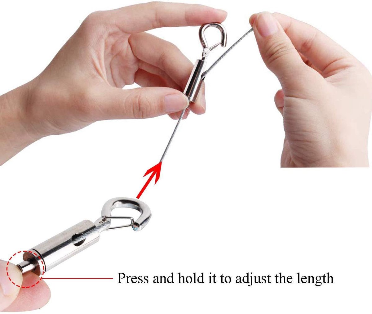 Steel Cable - 3 Pieces - Stainless Steel Single Hook - 2m*1.5mm - Durable - Outdoor and Indoor - Flexible and Durable - For Tent Rope, Clotheslines & Outdoor Lighting