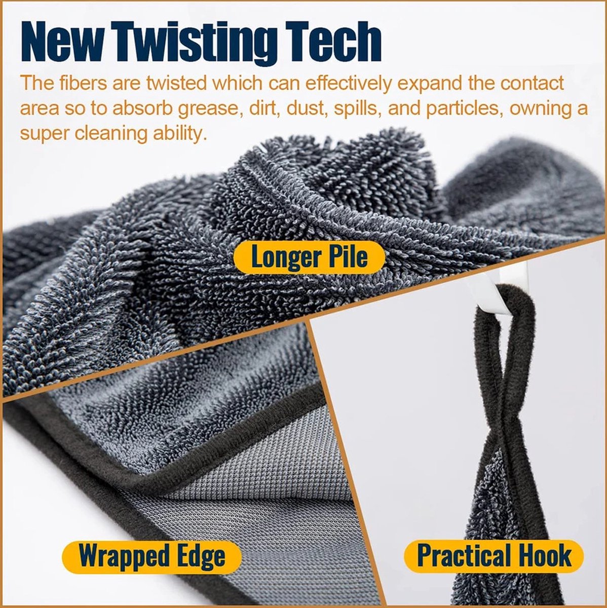 2 pieces - Microfiber cloth - drying towel - drying towel - Drying cloth - Cleaning towels - 40*40 cm - 600 g/m² - gray - Absorbent - for shower, bathroom and car washing
