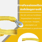 Tow rope Tow strap Tow rope car - 4 m 5000KG - nylon and steel - yellow