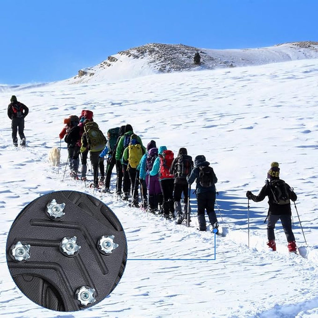 1 pair - Anti-slip spikes for under shoes - Size 41-46 - anti-slip gripper spikes claw - Snow shoes - black - Silicone