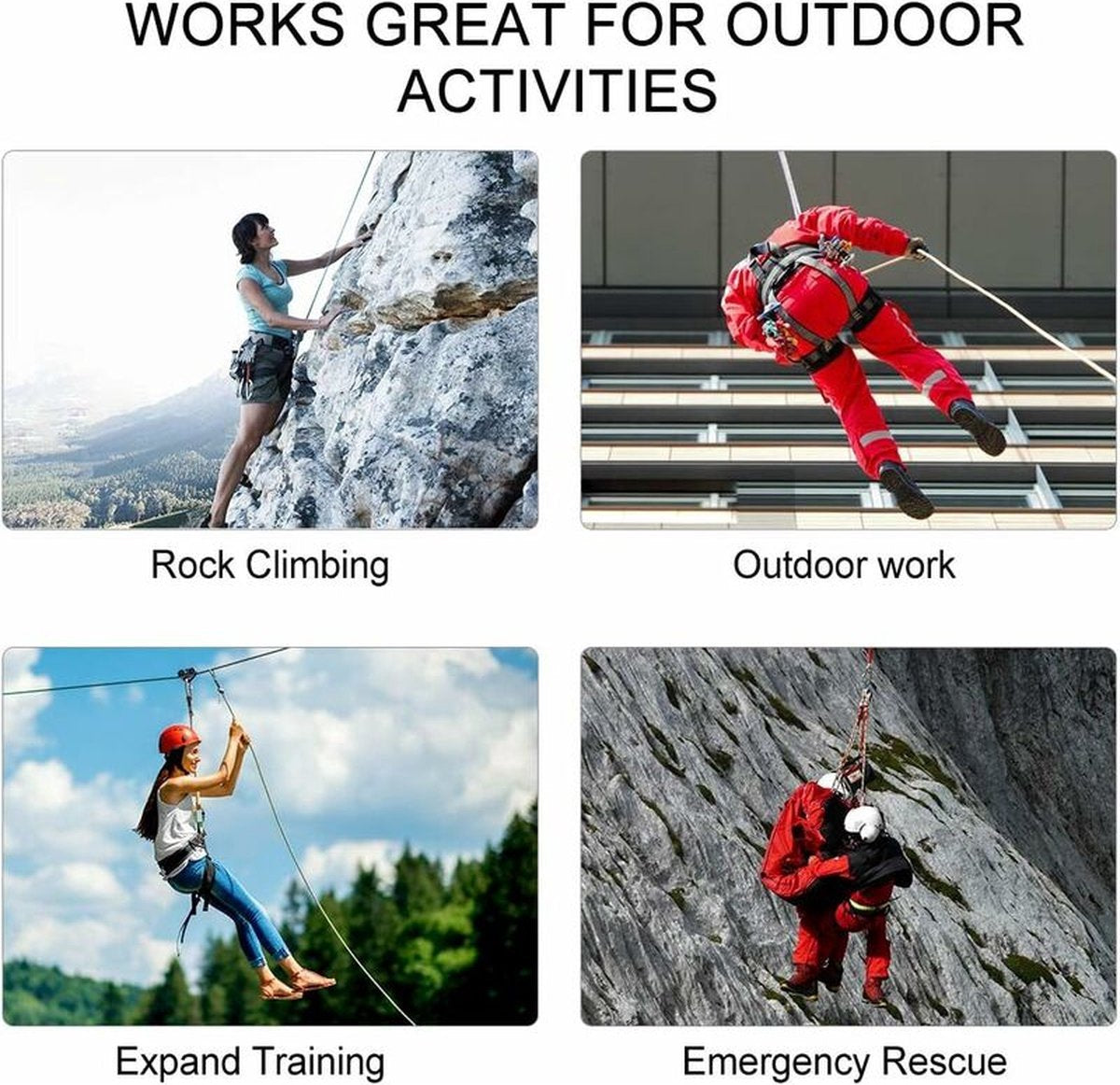 Rope - 10 Meters - 10mm Thickness - Includes Carabiner - Sturdy Climbing Rope for Magnet Fishing - Red - Escape Fire Rescue Rope - Climbing Rope