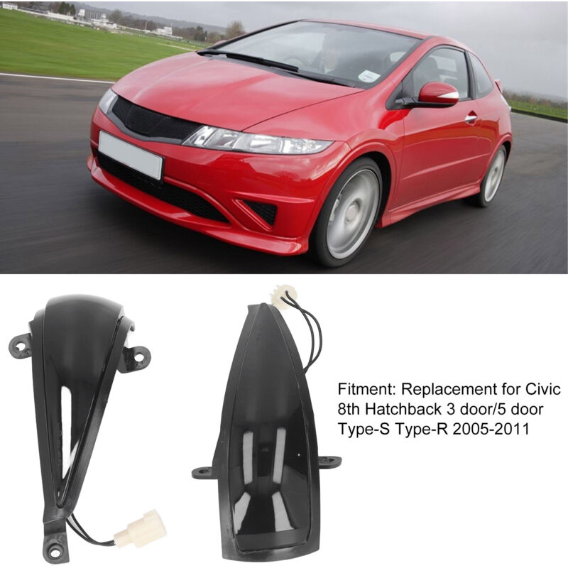 2x Dynamic LED Turn Signal Lights Yellow Mirror Mounted For Civic 8th (2005-2011) by DEBUNS