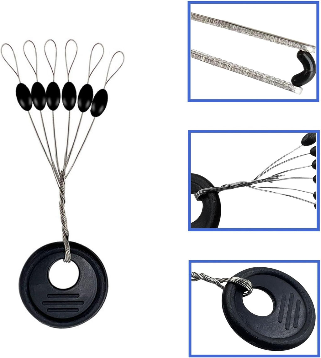 240 Pieces Middle-Sized Fishing Rubber Bobber Beads Stoppers 6 in 1 Black Float Sinker Stops